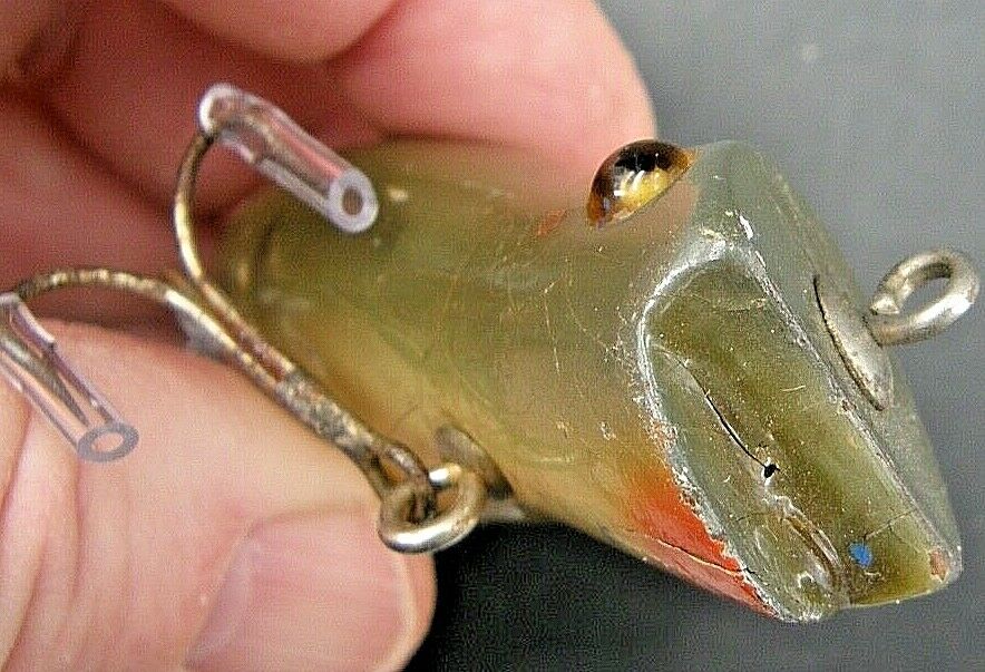 SOLD= 0174:: 1940s Fishing, Crank Bait, little grey mouse bass pike walleye pickerel fishing lure - Mark C. Grove SOLD= 0174:: 1940s Fishing, Crank Bait, little grey mouse bass pike walleye pickerel fishing lure - Mark C. Grove