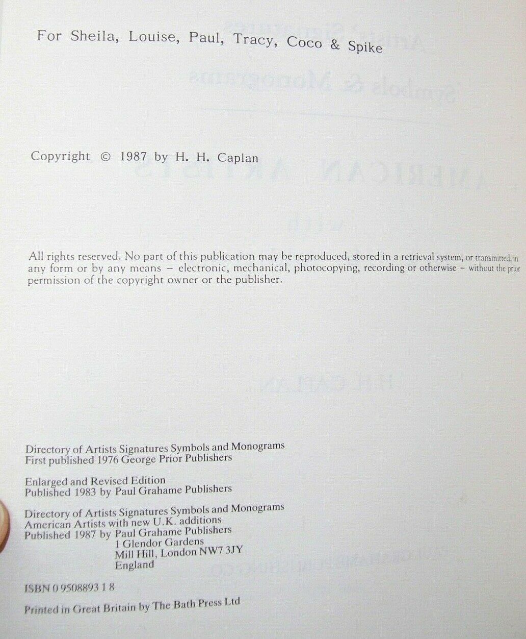 =SOLD= 0317:: The Best Reference Book on Artists' Signatures, Symbols and Monograms, ISBN 0950889318. - Image 6