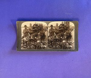 0703:: Stereoviews: 1898 Hunting, Animals, Ducks, Canada, caption reads 'The Duck Hunters - A Day Long Point Canada'. Photographer George Barker. Underwood. No #.