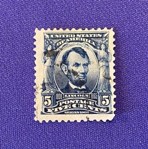 0872:: Stamps, Lincoln, 1902 series, 5c, blue
