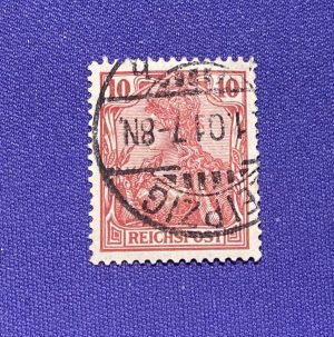 0971:: Stamp, 1900, Germania, carmine red, 10, postmarked LEiPZIG