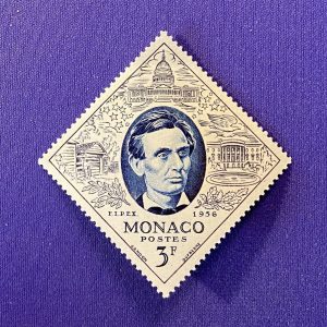 0994:: Stamp, 1956, Monaco France, President Abraham Lincoln, 3f