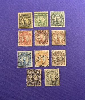 1035:: 11 Stamps, 1911, Sweden, King Gustaf V