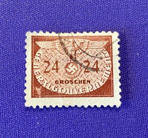 1142a :: Stamp, 1942, Germany, Generalgouvernement Castle, Groschen, swastika eagle 24 WWII cancelled