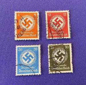 1143a :: 4 Stamps, 1940, Adolph Hitler, swastika, various cancelled: 8, 12, 20, 30.