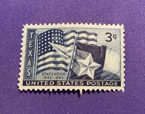 1176::  Stamps, 1945, dark blue, 3c, 100th Anniversary of the Texas Statehood, uncirculated #938