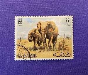 1191:: BIG Stamps, ELEPHANTS, Africa, 1960s, Ras Al Khaima, cancelled
