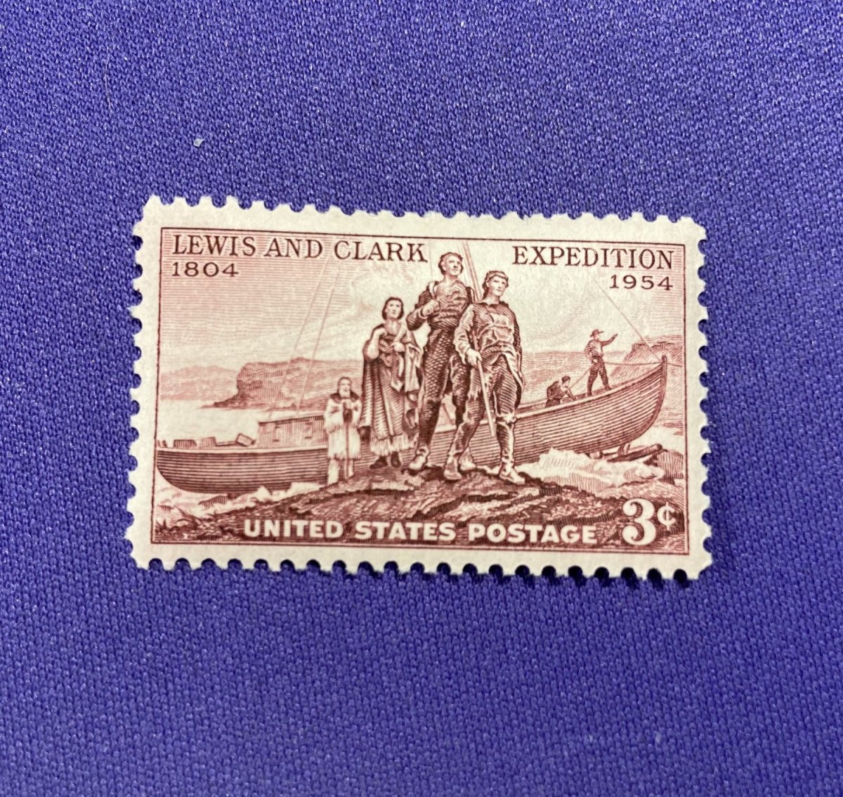 1295:: Stamps, U.S., violet brown, 3c, 1954, the Lewis and Clark  Expedition, Louisiana Purchase, uncirculated #1063 - Mark C. Grove