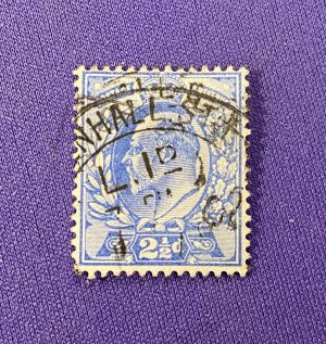 1329:: Stamps, GB, 1902, pale blue 2½p, King Edward VII, cancelled