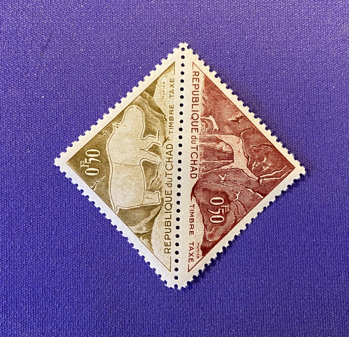 1491:: Chad, 1962, Africa, animals, triangle stamps, postage due