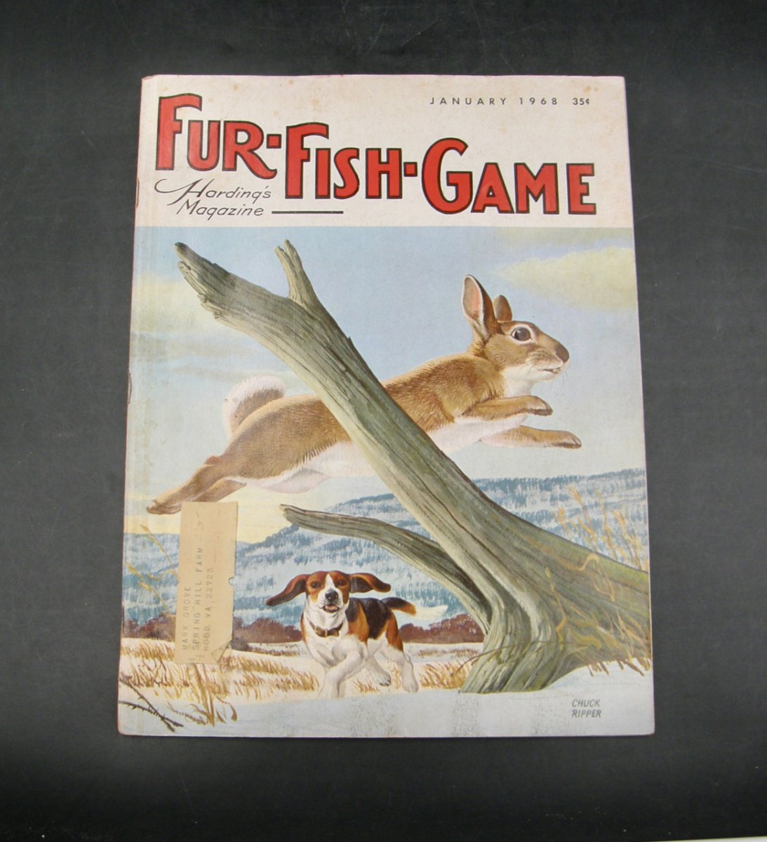 =SOLD= 2313:: Fur-Fish-Game Harding's Magazine January 1968 Vol. 64, No.1 Beagle Rabbit cover art