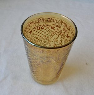 2772:: Juice Glass, Depression Era 1930s, Iridescent Orange: 4"H