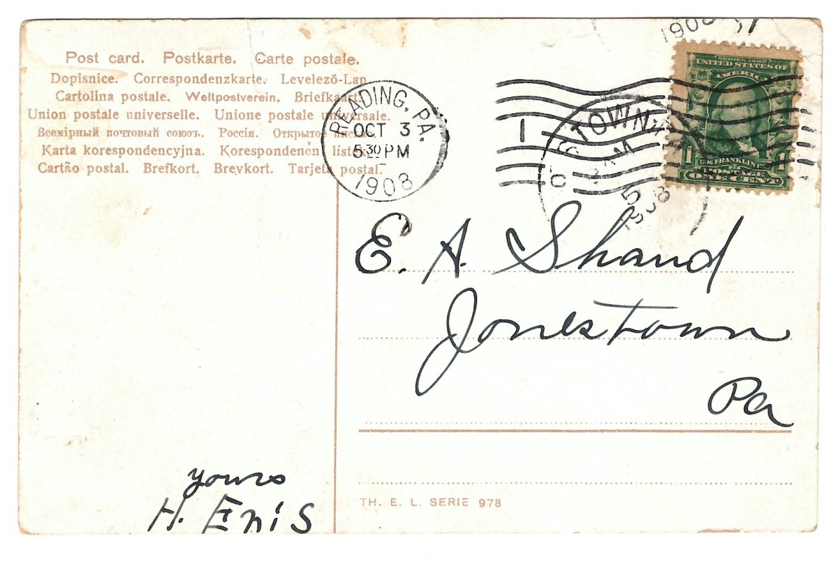 3079:: Color Postcard Staged Hunting Scene with Dachshunds. Men Digging out Badgers or Brown Hares in Germany. Th.E.L. Series Number 978. - Image 3